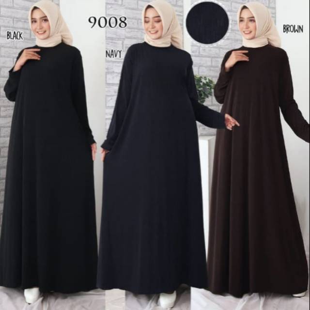 9008 Gamis Jersey Motif Jeans Baju Gamis Jumbo 6L
