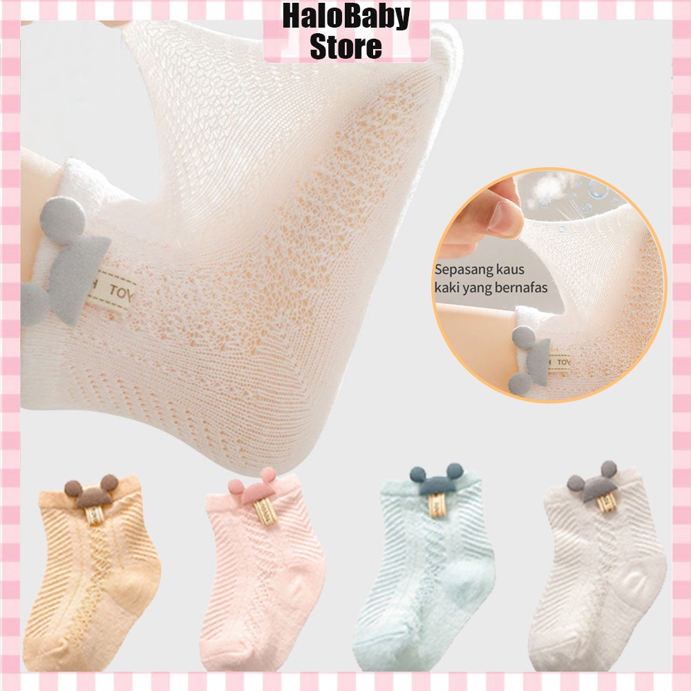 Halobaby Kaos Kaki Bayi Perempuan  Polos Karakter Anti Slip / Kaus Kaki Bayi Newborn