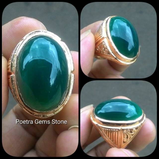 CINCIN NATURAL GREEN CHALCEDONY IJO BOTOL BIG SIZE