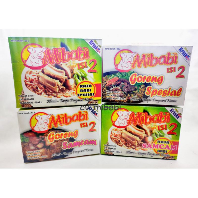Mibabi Isi 2 Mi Tabanan Bali 90gr Mie Babi Mi Babi Asli Bali Kuah / Goreng Samcam Spesial Instan