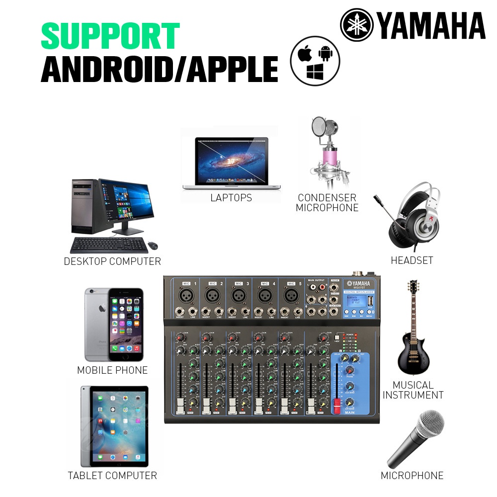 Mixer Y MG07BT 7channel DJ MIXER mendukung peralatan audio pemutaran Bluetooth/MP3/USB