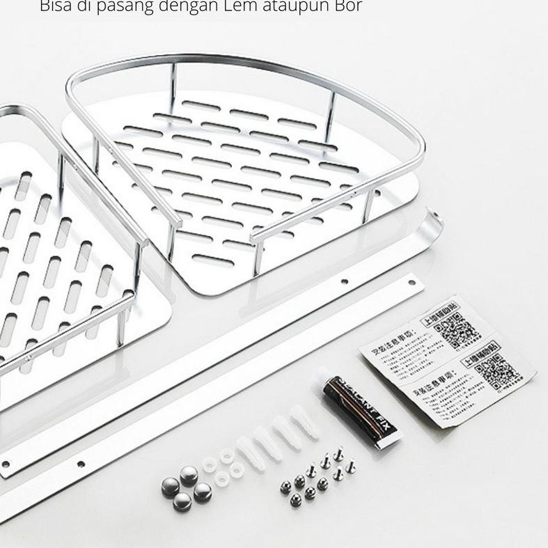 ✳ 【TEC】Rak dinding Kamar Mandi SUDUT Stainless Stee kokoh perapih Kamar Mandi Rak Bumbu Sudut SEGITI