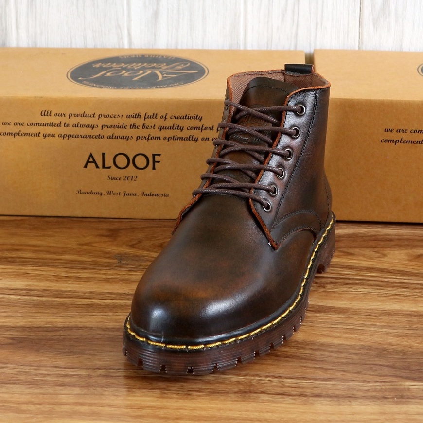 Aloof DENBORA - Sepatu Boots Docmart Pria Kulit Asli