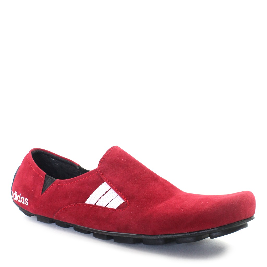 BIG PROMO!! Sepatu Selop Pria Adidas Suarez Merah Slip On Suede Formal Casual Santai Kerja Laki