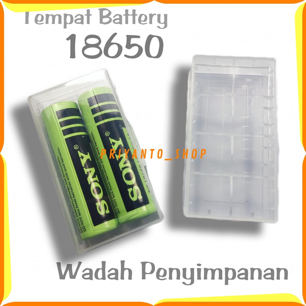 Case Battery Kotak Box Tempat Wadah Penyimpanan Battery 18650 Isi 2 Slot