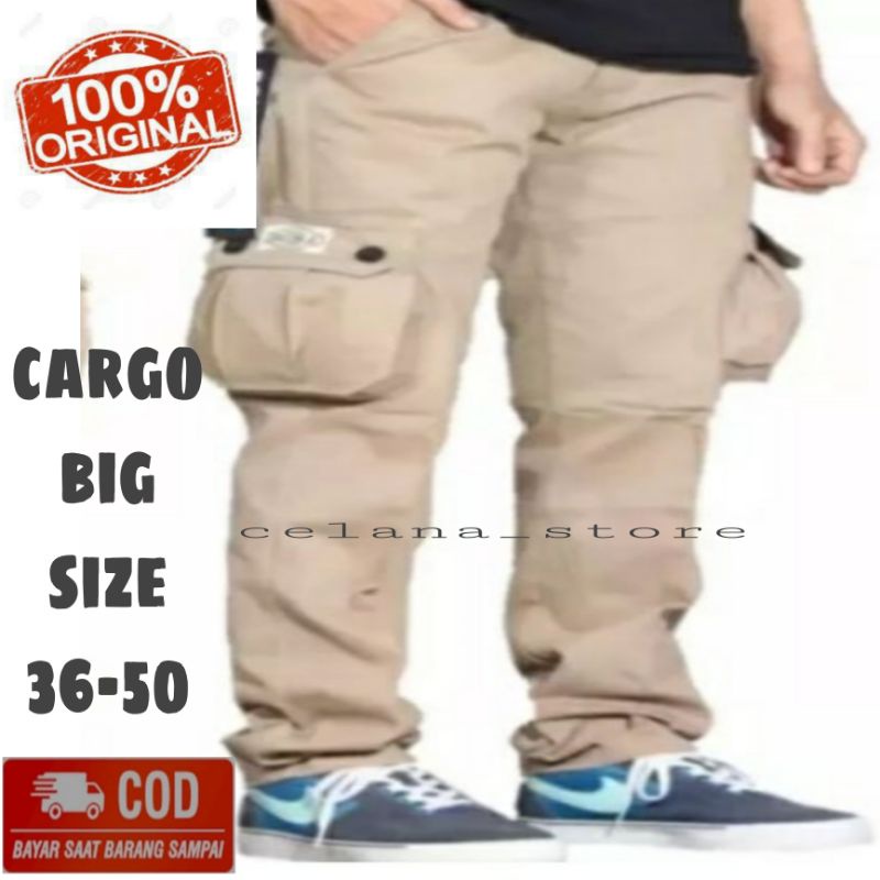 CELANA CARGO PAJANG BIG SIZE 36-50/CELANA JUMBO PRIA /CELANA CARGO BIG SIZE/CELANA PRIA UKURAN BESAR/COD BAYAR DI TEMPAT/CELANA UKURAN BESAR