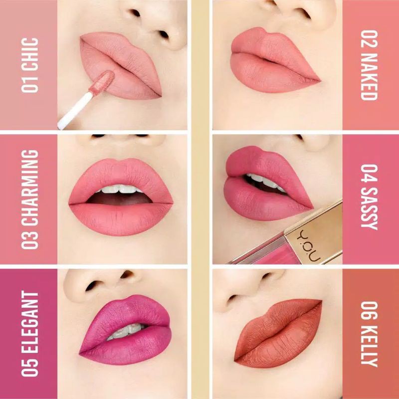 Kosmetik You The Gold One Rouge Velvet Matte Lip Cream (Quick Stay and Non-transfer / Long Lasting) | Lipcream Lipstik Lipstick