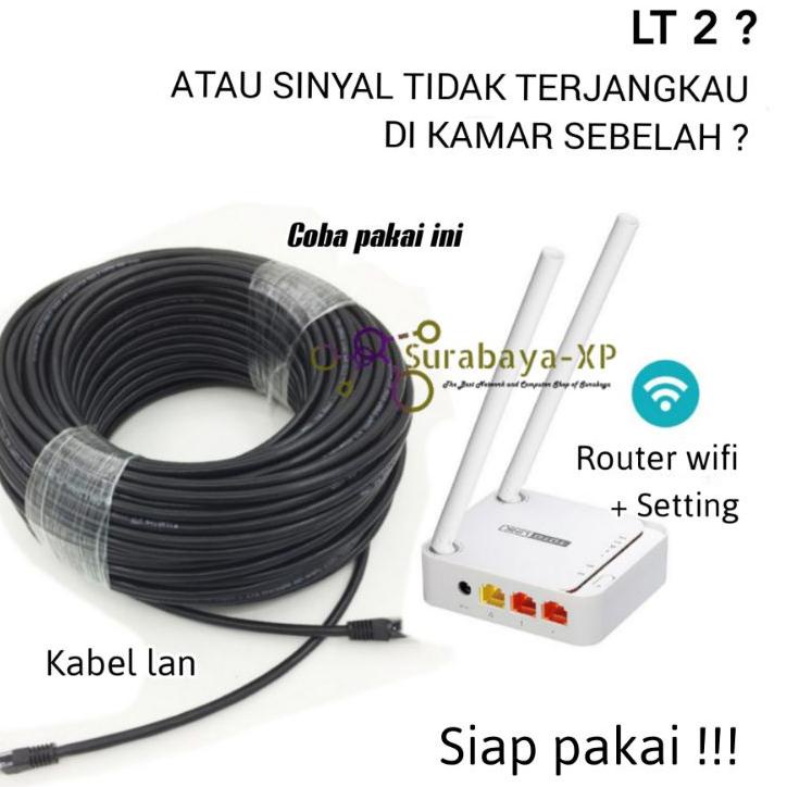 (HOT SALE) Paket Kabel LAN 30 Meter + Wifi Router untuk penguat sinyal