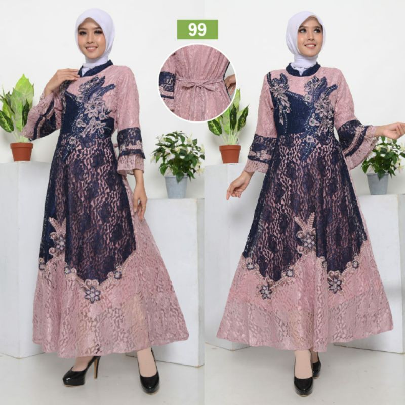 Megaxus88//gamis pesta//gamis brukat gliter kombinasi 99