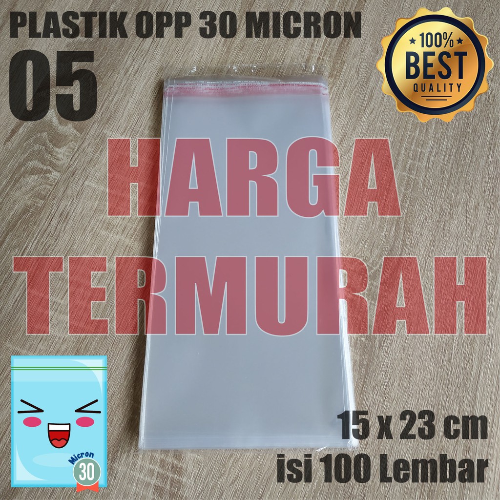

PLASTIK OPP TEBAL 15 x 23 cm SEAL/LEM 30 Micron (0,5) PLASTIK KEMASAN 100 PCS