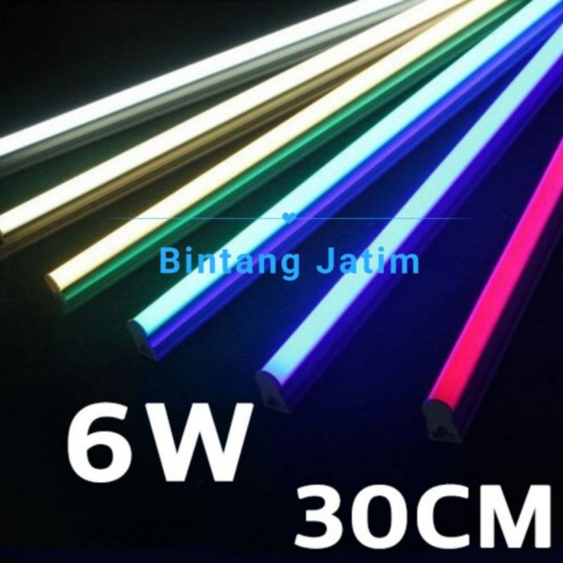 lampu tl neon t5 led 6w 30cm tube warna warni