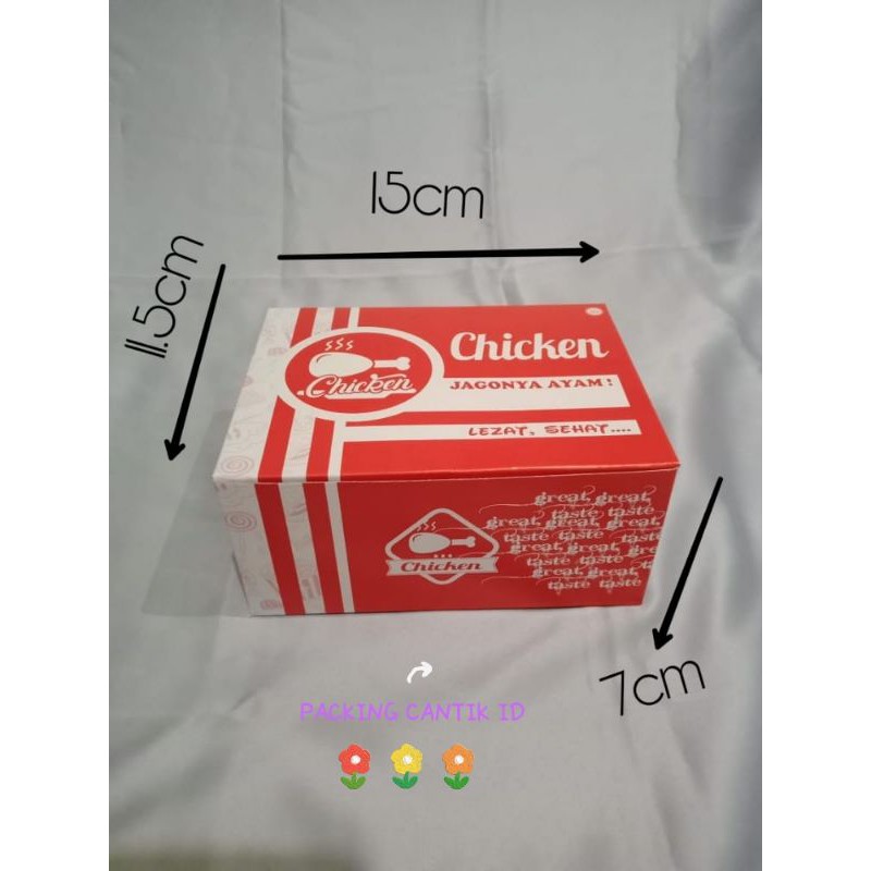 

[packing cantik id] Box fried chicken/ Dus ayam goreng satuan ukuran 11,5x15x7 / 5PCS