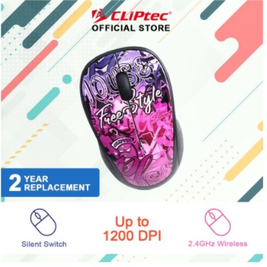 Mouse wireless cliptec 2.4ghz 1200dpi optical for gaming office silent graffiti rzs866g