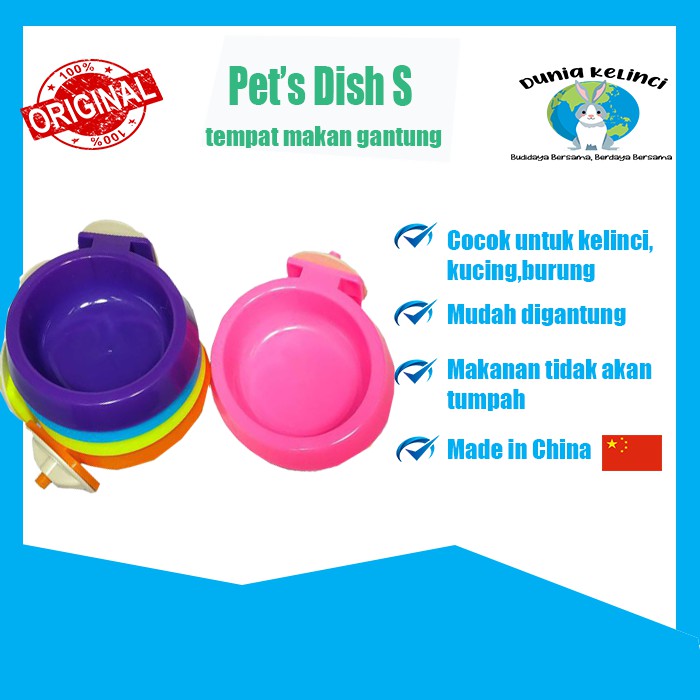 TEMPAT MAKAN GANTUNG PET DISH S HEWAN PET BOWL KUCING KELINCI HAMSTER ANJING MUSANG BURUNG HEWAN