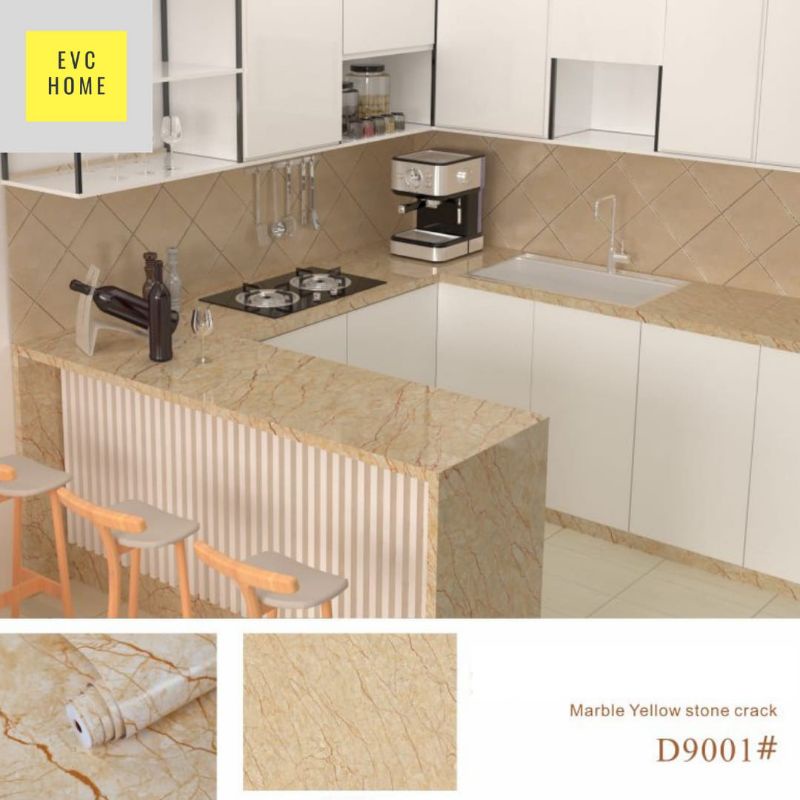 WALLPAPER DAPUR ALUMINIUM FOIL MARMER WARNA CREAM