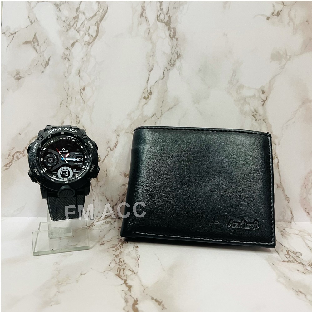 Dompet Kulit Pria IMPORT Murah &amp; Terbaru Plus Jam Tangan Pria Premium Ori Anti Air [HARGA PROMO]