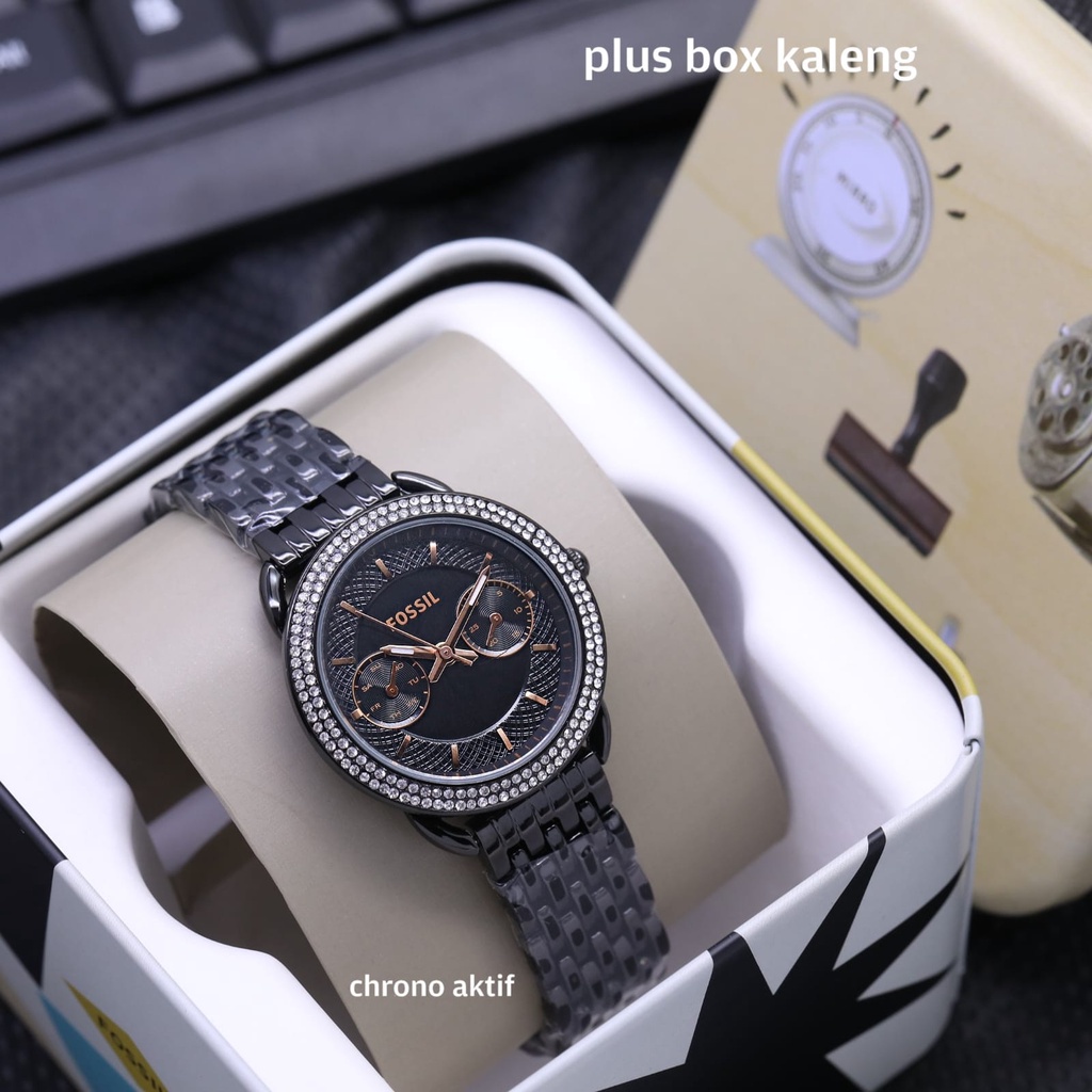 BEST SELLER JAM TANGAN WANITA FM125 TALI RANTAI CHRONO AKTIF RING PERMATA DM 3.4CM FREE BOX || JAM TANGAN FASHION WANITA CHRONO JAM TANGAN CEWEK