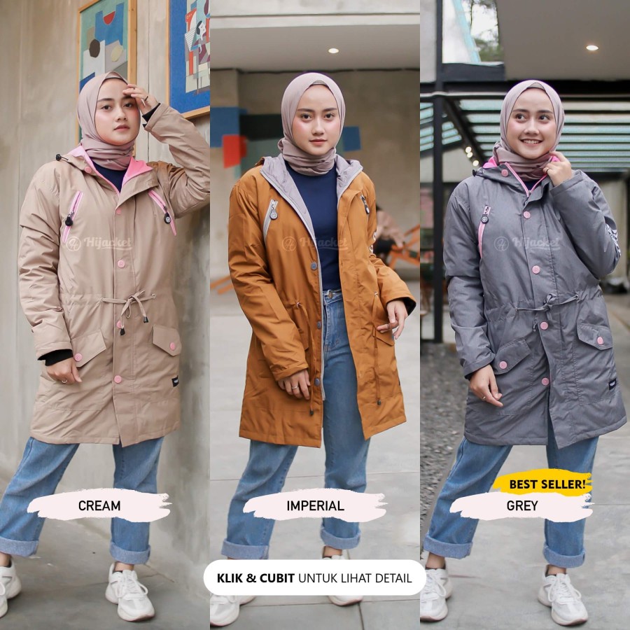 ⭐️BEST SELLER⭐️ Jaket Parka Wanita Muslimah Hijaber - Hijaket Montix Panjang Waterproof Anti Air