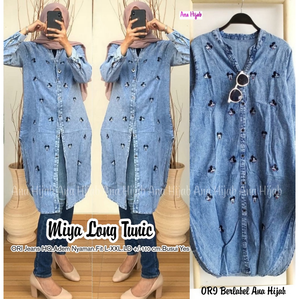 miya long tunik atasan wanita tunik levis baju muslim busui jumbo jeans wanita muraj