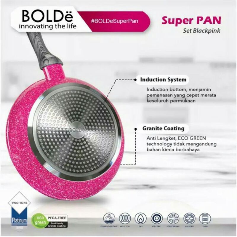 Super PAN Granite 5 pcs Sets BLACKPINK Original BOLDe FREE Spatula &amp; Sponge