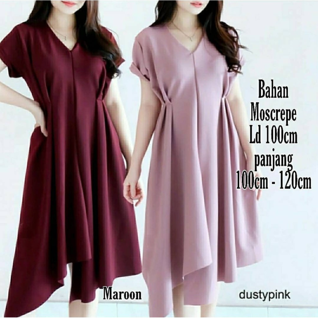 DRESS AMA / DRESS MOSCREPE / DRESS WANITA MOSCREPE / DRESS CASUAL