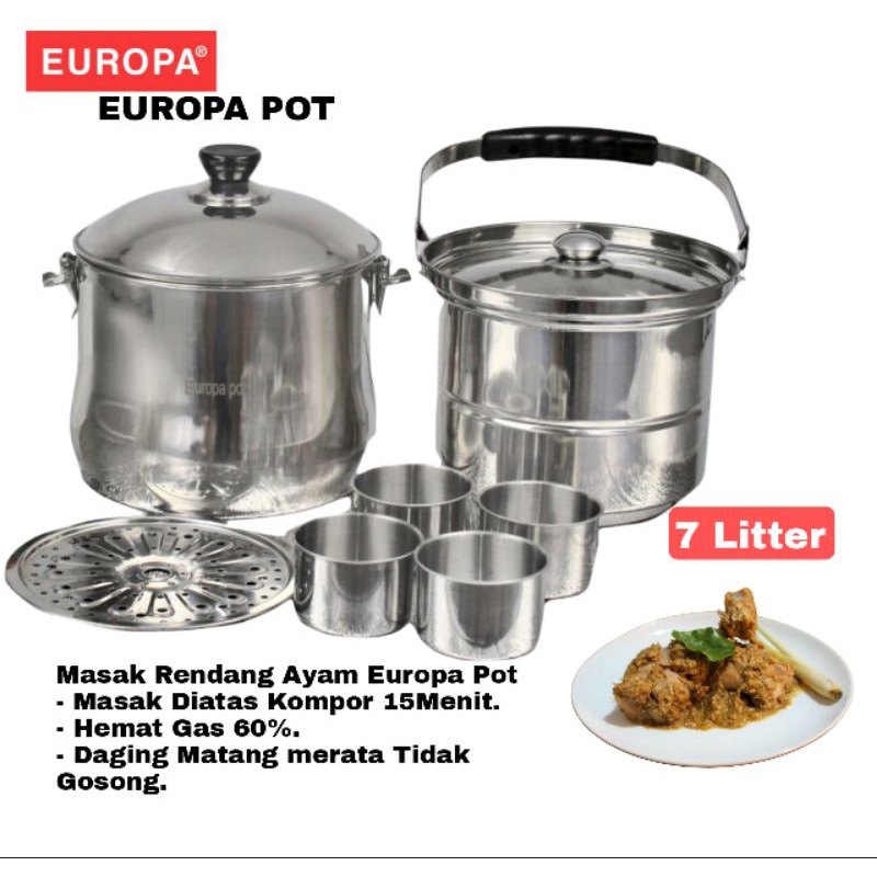 EUROPA Panci Ajaib Multifungsi Tahan Panas 8 Jam Hemat Gas Europa Pot Steamer Dadang 7 Liter