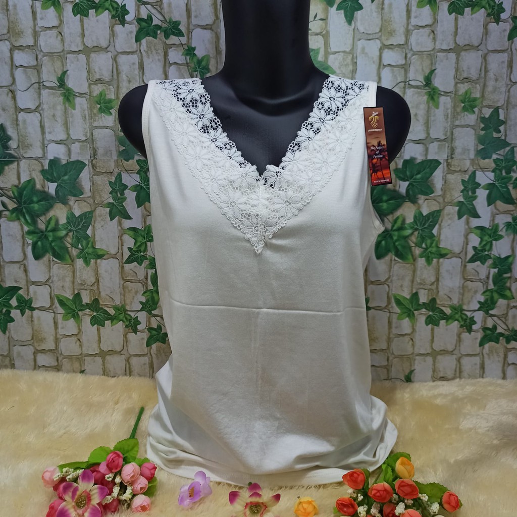 Tanktop/Singlet Jumbo XXL Renda V-Brokenwhite