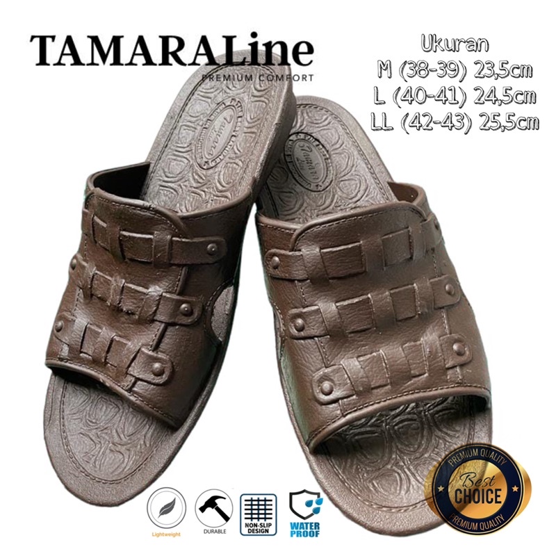 Sandal Selop Slide Slip on Karet Pria Dewasa / Remaja - TAMARALINE 135 / Bahan Premium Lentur Empuk Ringan Kuat Anti Slip Anti Air Model Sandal Casual Santai Rumah Hotel Outdoor Kamar Mandi Murah Original