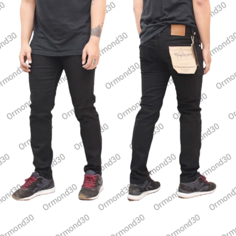 Ormond30 Celana Jeans Panjang Pria Bigsize/Jumbo ( S/M/L/XL/2XL/3XL ) Slimfit Hitam Pekat Selvedge S