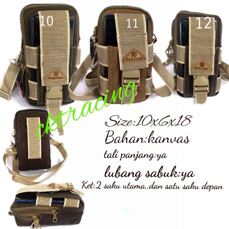 tas selempang mini kanvas tactocal army tas hp sarung hp outdoor