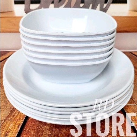 PROMO SATU SET / 6.PIRING &amp; 6.MANGKOK / MELAMINE POLOS