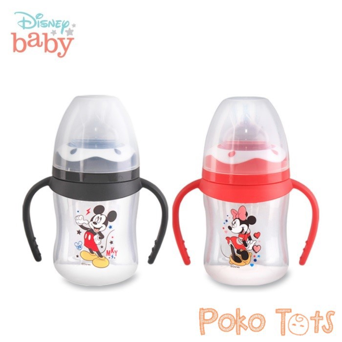 Disney Baby Wide Neck Bottle With Handle 125ml Botol Susu Mickey &amp; Minnie Lusty Bunny