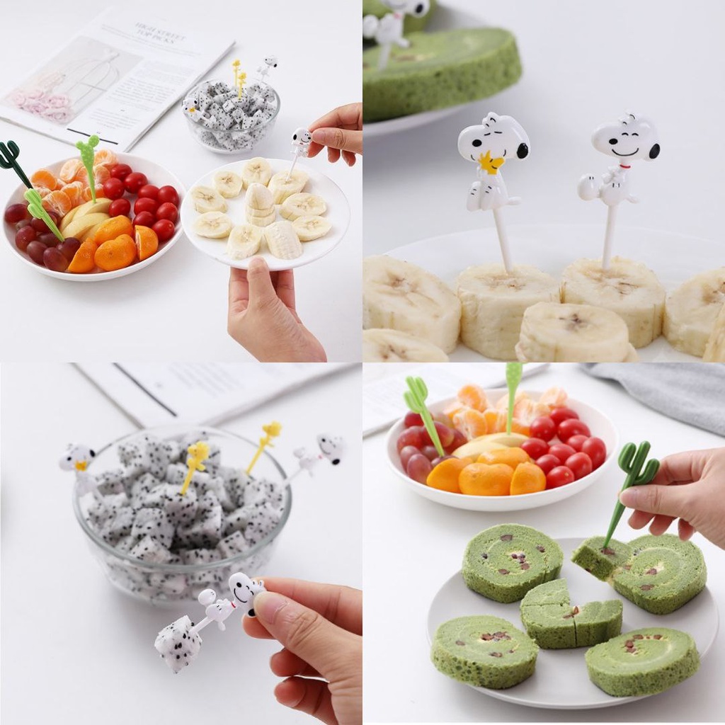 Snoopy Cactus Food Pick / Tusukan Kaktus Sate Buah Makanan Bekal Bento