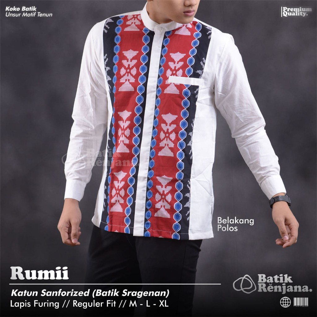 RUMII Kemeja Baju Batik Pria Dewasa Lengan Panjang Premium Lebaran Asli Solo RENJANA