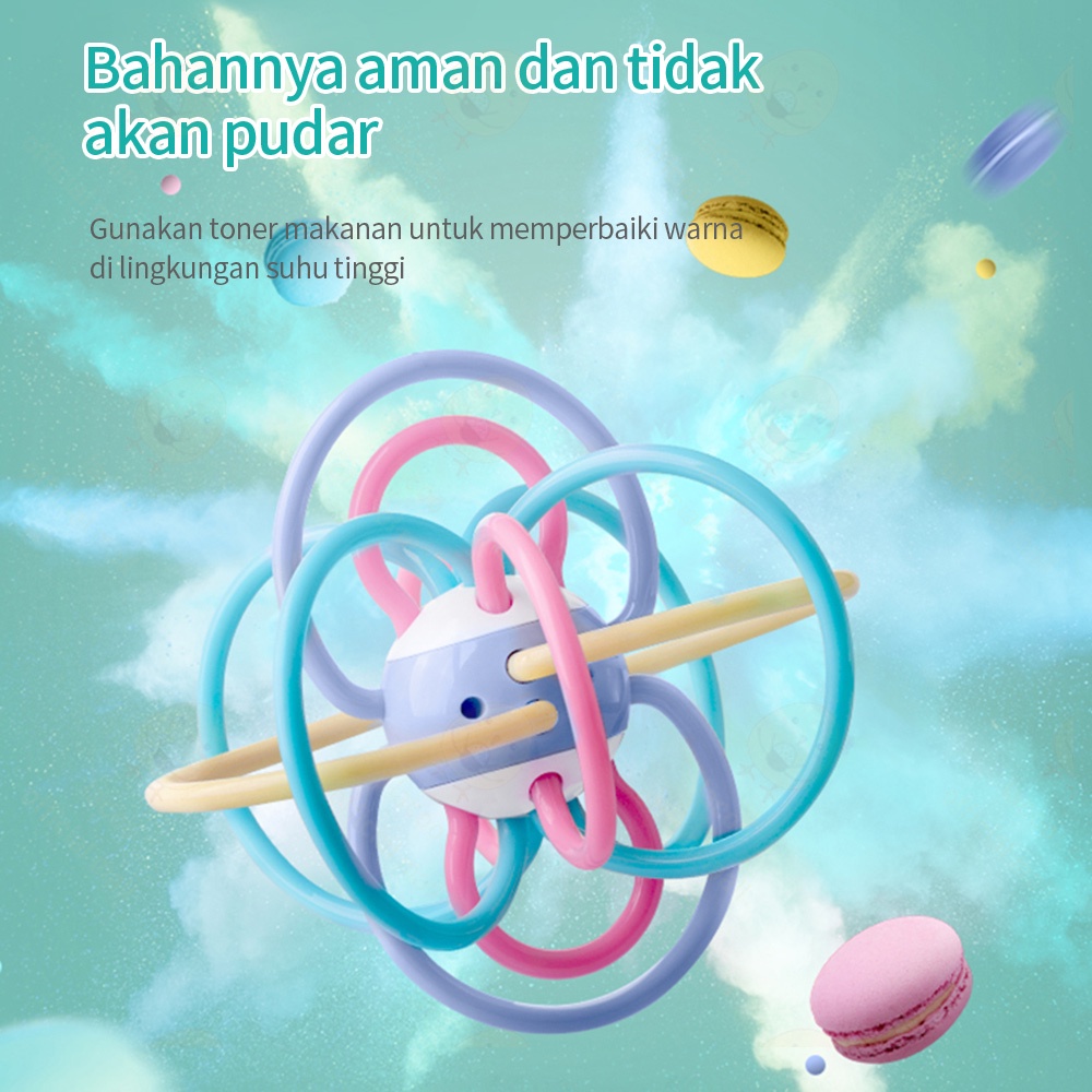 Mainan Gigitan bayi Manhattan bola Rattle teether bayi lembut BPA free