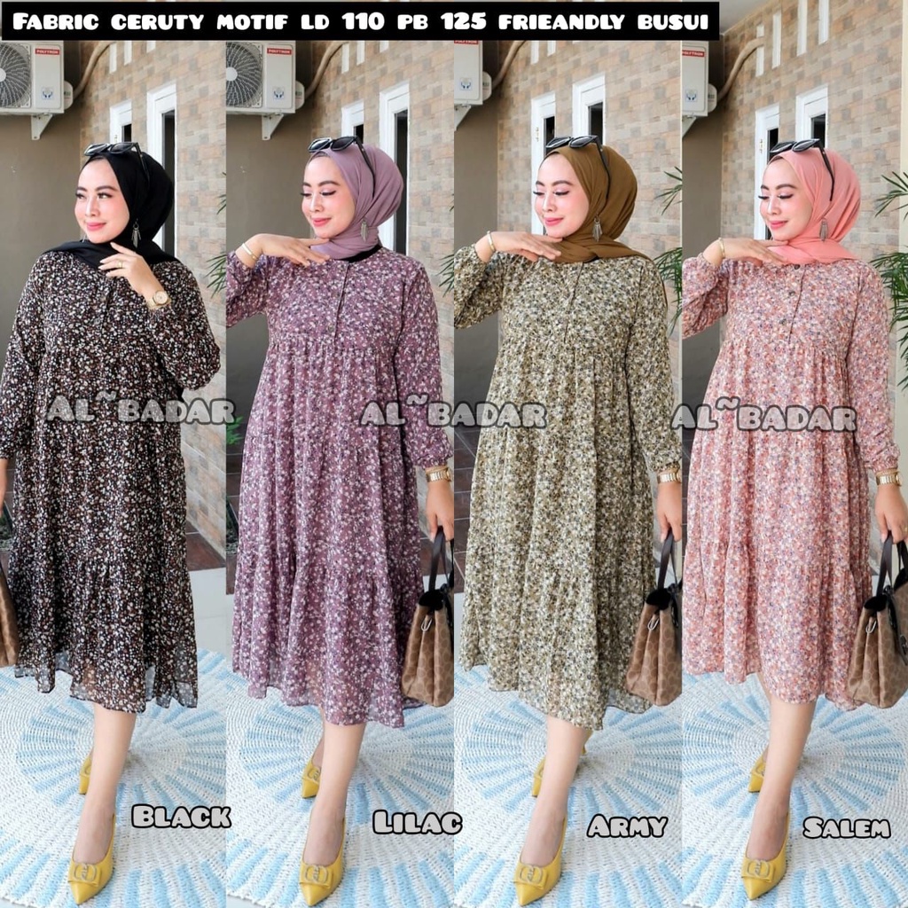 Gamis Midi Dress/Gamis Motif Bunga Midi Dress/Midi Dress Bunga/Dress Bunga/Midi Dress Ori ALBADAR CO