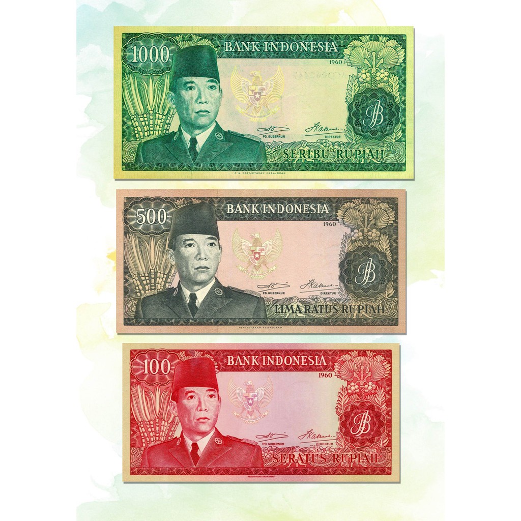 Uang Kuno Soekarno 1000, 500, 100 Rupiah Souvenir Replika Repro
