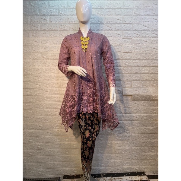 Kebaya Kartini. Tulle Mutiara. Kebaya Busui. Kebaya Pesta Modern-Lilak
