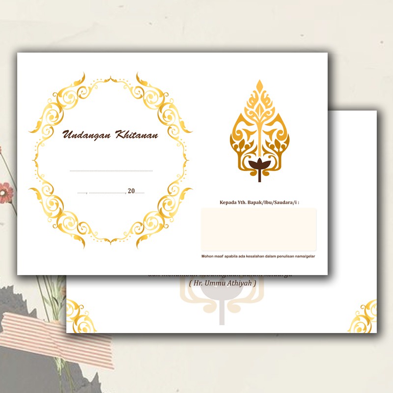 Jual UNDANGAN KHITANAN TULIS TANGAN TERMURAH WAYANG GOLD | Shopee Indonesia