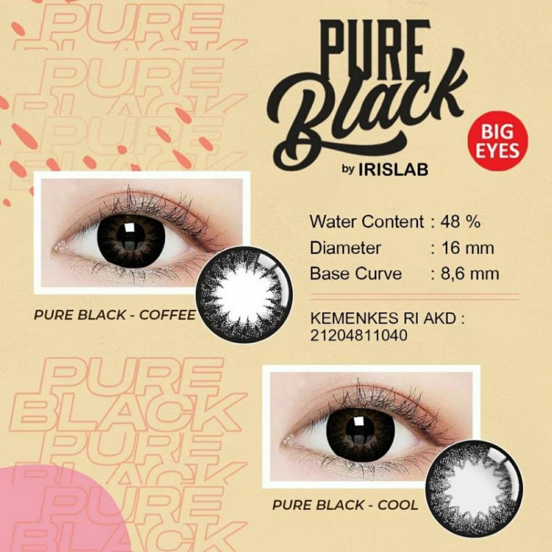 Softlens PURE BLACK 16 MM BIG EYES by IRISLAB / WARNA