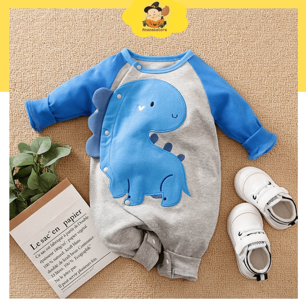 [COD] jumper lucu motif dino biru 2 tahun  baby laki laki import ananakstore