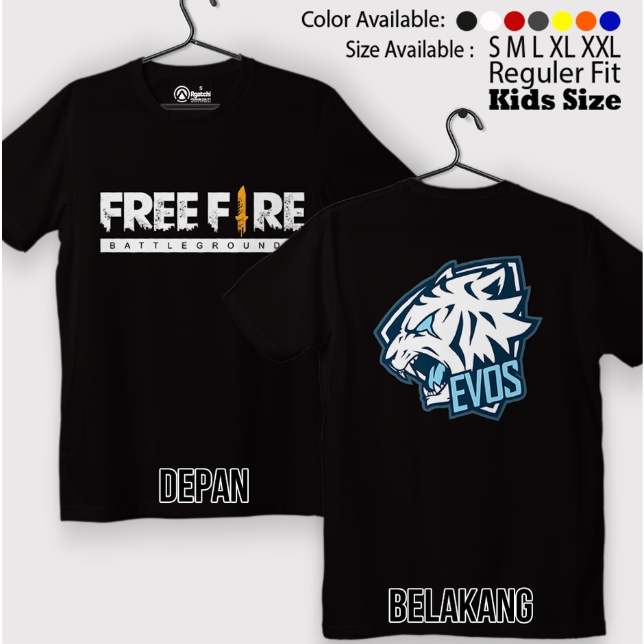 Baju Kaos Atasan Anak Laki-laki Gamers FF Free Fire Evos Aura Bigetron Alter Ego Onic