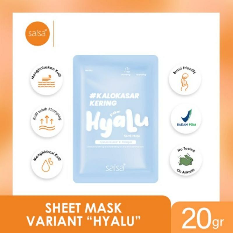 SALSA Cosmetic Sheet Mask - Daily Face Masker Wajah Hyaluronic Vitamin ABC Snail