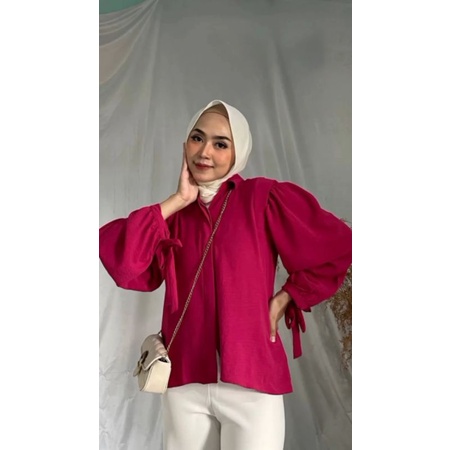 SOFIA BLOUSE Kemeja Polos Crinkle Airflow Ootd Casual Santai