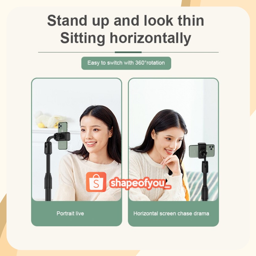 Phone Stand Holder Handphone Hape HP Standing Selfie Broadcasting Tempat HP di meja untuk Zoom Pegangan HP di Meja Putar Kuat Kokoh 360 Derajat