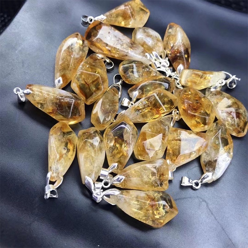 &lt; E2id &amp; &gt; Liontin Batu Kristal Enegry Brazil Citrine Alami DIY