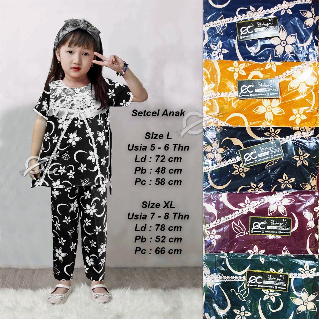 COD Setelan Celana Anak Brokat Motif Bunga Sabit One Set Wanita Tali Belakang 3 - 8 Tahun Devino