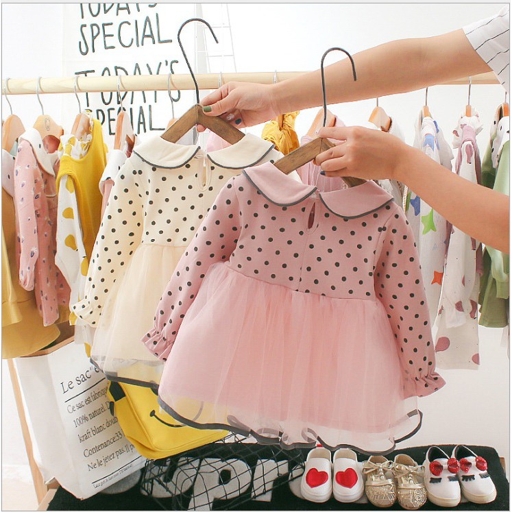 DB4- Mimicat- Dress bayi /dress bayi anak /pakaian bayi anak perempuan motif pita polkadot