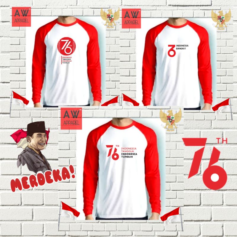 [GRATIS ONGKIR] RAGLAN KAOS AGUSTUSAN KAOS HARI KEMERDEKAAN KE 76 KAOS 17 AGUSTUS
