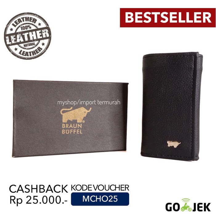 Dompet Pria Tidur Branded Bally 038-2619 Coffee ER699  Stnk Gantungan Kunci Mobil Motor Kulit Asli
